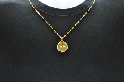 Mens Gold Plated Stainless Steel Skull Pendant Necklace With 24" Box Chain