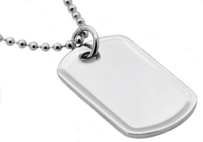 Mens Polished Stainless Steel Engravable Dog Tag Pendant