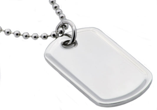 Mens Polished Stainless Steel Engravable Dog Tag Pendant