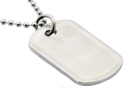 Mens Matte Finish Stainless Steel Engravable Dog Tag Pendant