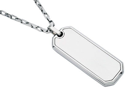 Mens Stainless Steel Engravable Dog Tag Pendant Necklace With 24" Box Chain