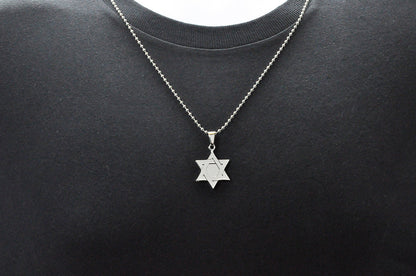 Mens High Polish Stainless Steel Star Of David Pendant