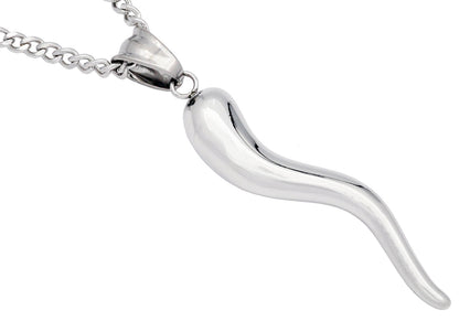 Mens Stainless Steel Italian Horn Pendant