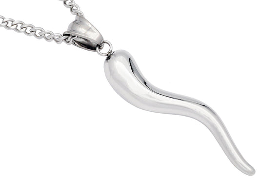 Mens Stainless Steel Italian Horn Pendant