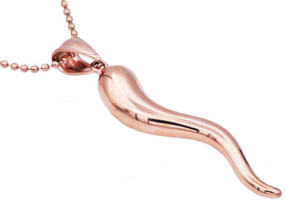 Mens Rose Stainless Steel Italian Horn Pendant