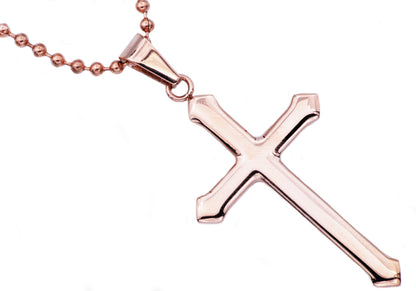 Mens Rose Stainless Steel Cross Pendant