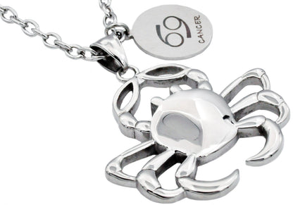 Mens Stainless Steel Zodiac Cancer Pendant