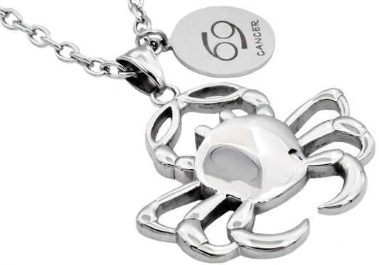 Mens Stainless Steel Zodiac Cancer Pendant