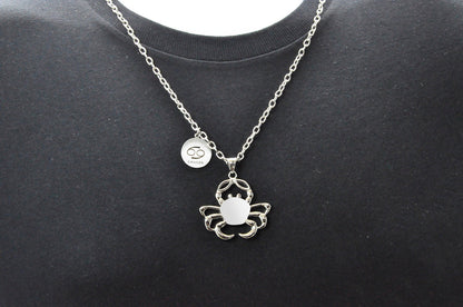 Mens Stainless Steel Zodiac Cancer Pendant