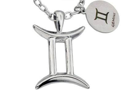 Mens Stainless Steel Zodiac Gemini Pendant