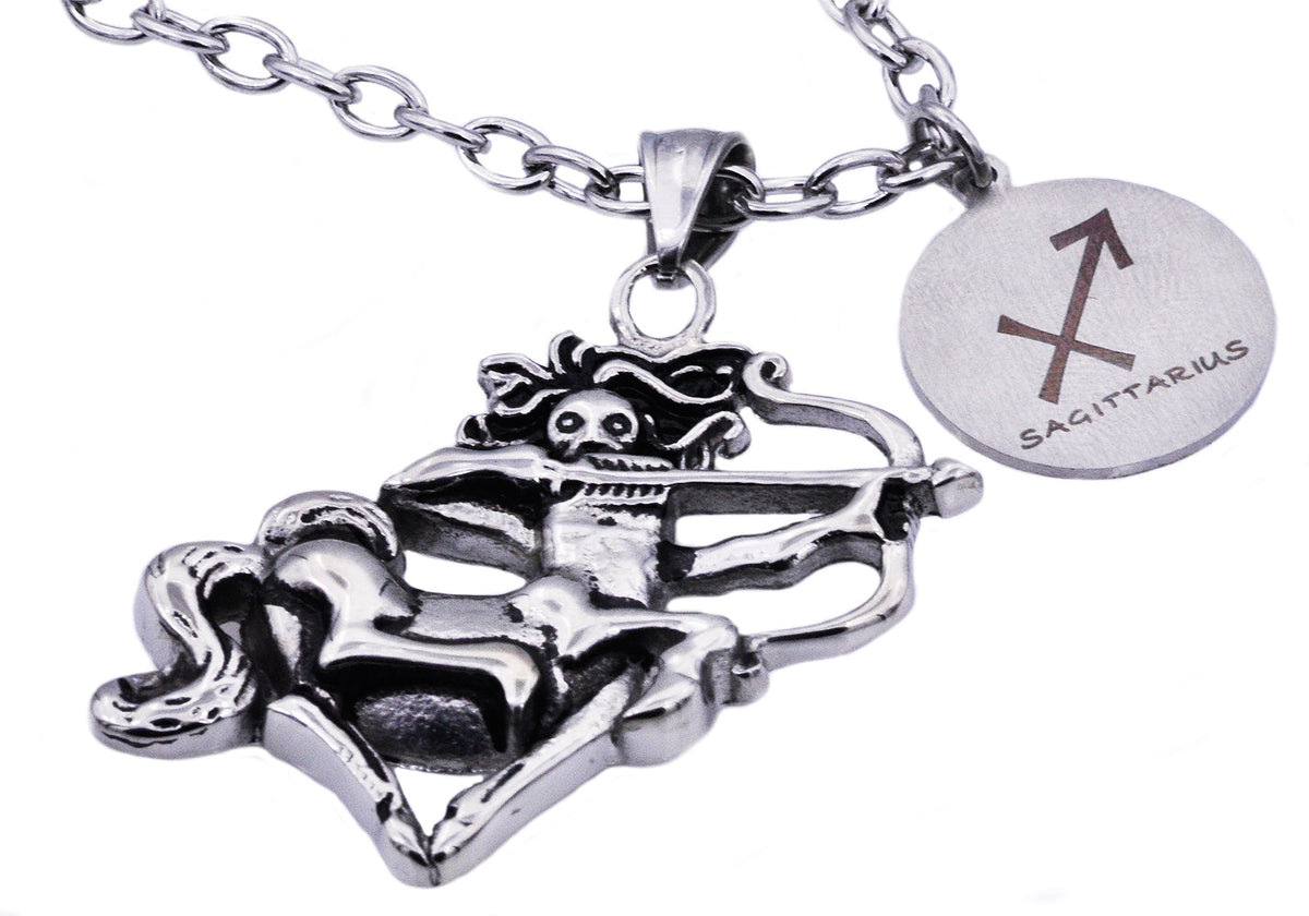 Mens Stainless Steel Zodiac Sagittarius Pendant