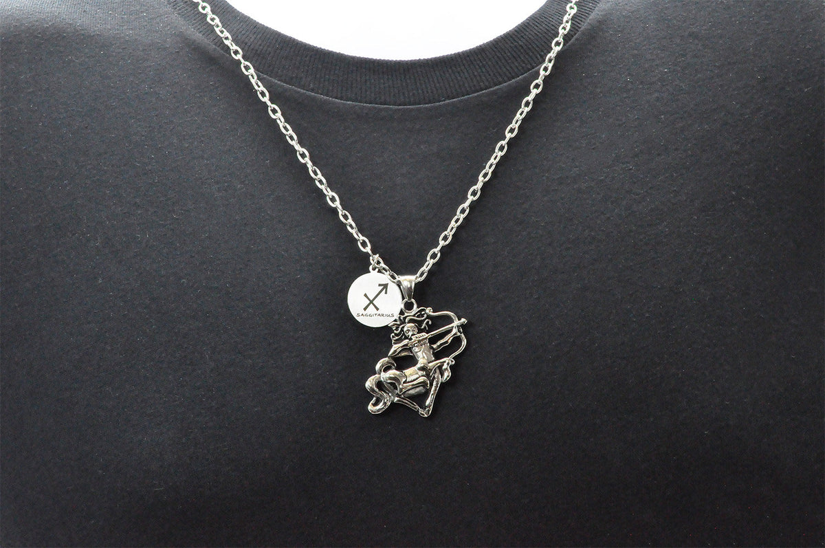 Mens Stainless Steel Zodiac Sagittarius Pendant