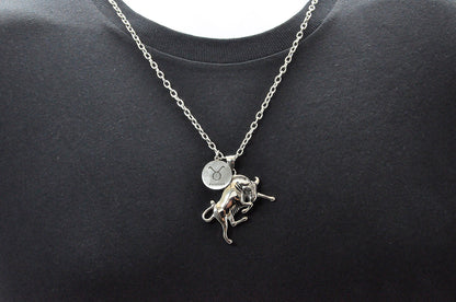 Mens Stainless Steel Zodiac Taurus Pendant