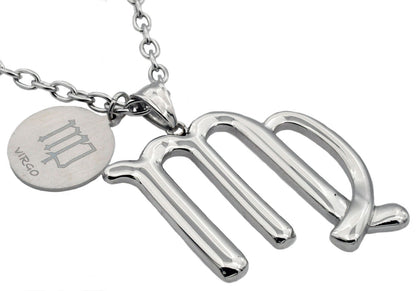 Mens Stainless Steel Zodiac Virgo Pendant