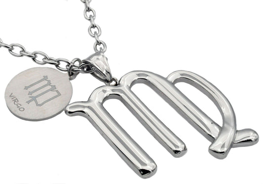 Mens Stainless Steel Zodiac Virgo Pendant