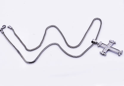 Mens Stainless Steel Cross Pendant With Cubic Zirconia