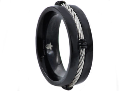 Mens Black Stainless Steel Wire Band