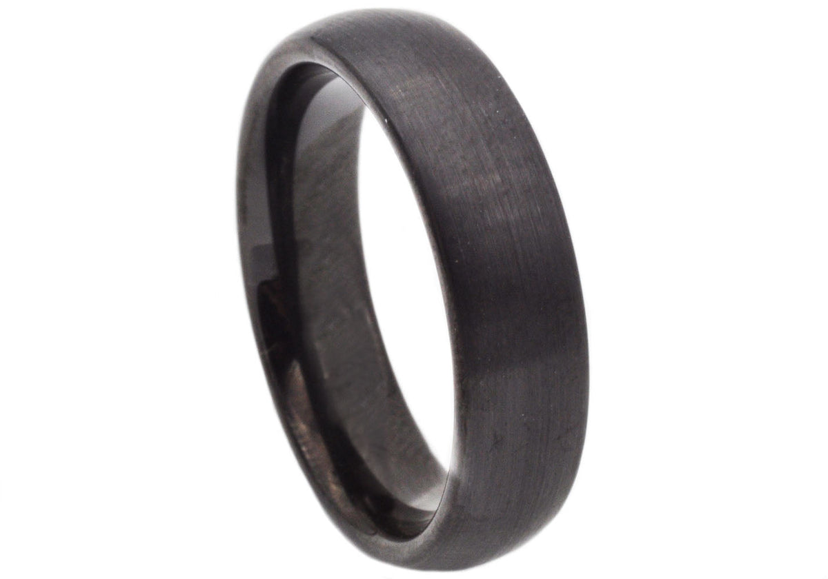 Mens Black Plated Tungsten Band Ring