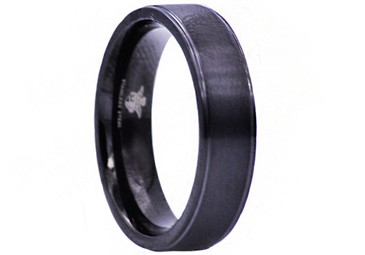 Men's Matte Black Stainless Steel 6mm Band Ring