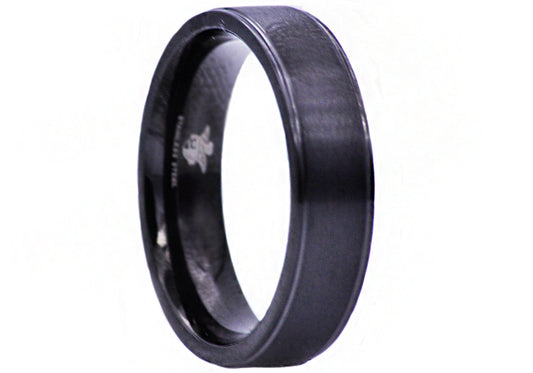 Men's Matte Black Stainless Steel 6mm Band Ring