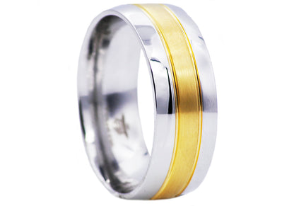 Mens Two Tone Gold Stainless Steel Band