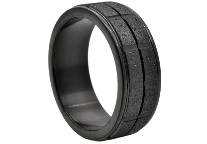 Mens Sandblasted Black Stainless Steel Band
