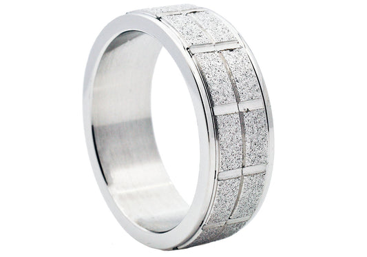 Mens Sand Blasted Stainless Steel Band
