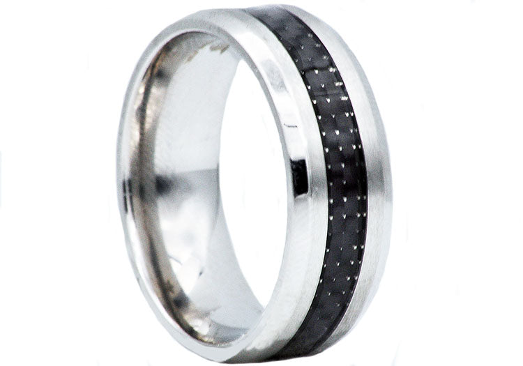 Mens Carbon Fiber And Stainless Steel Band