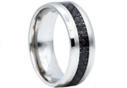 Mens Carbon Fiber And Stainless Steel Band