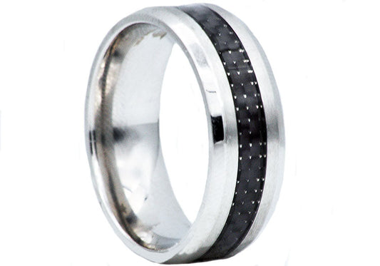 Mens Carbon Fiber And Stainless Steel Band