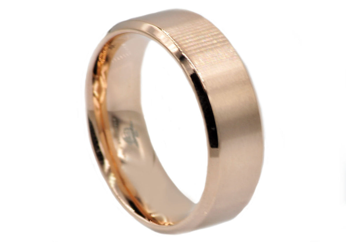 Mens 6mm Rose Stainless Steel Band