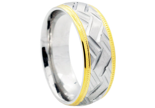Mens Gold Stainless Steel Band