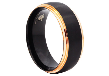 Mens Rose And Black Stainless Steel Band