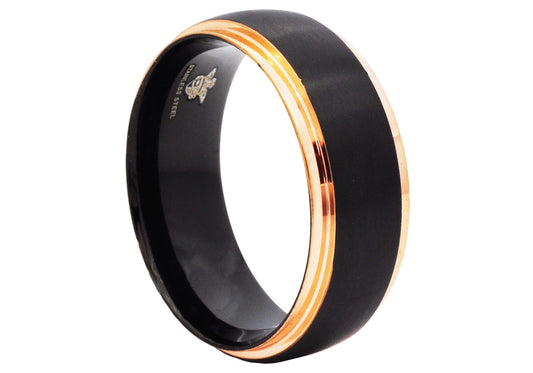 Mens Rose And Black Stainless Steel Band