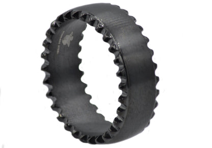 Mens 9mm Black Stainless Steel Jagged Band Ring