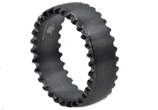 Mens 9mm Black Stainless Steel Jagged Band Ring