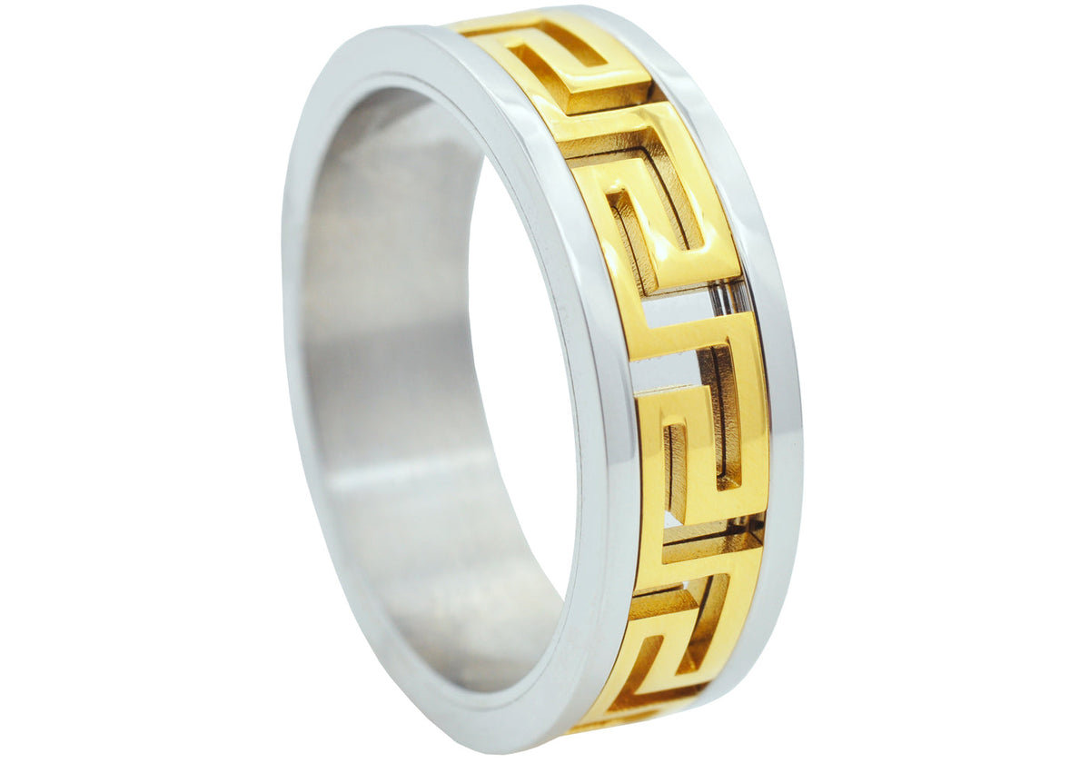 Mens Two Tone Gold Stainless Steel Band