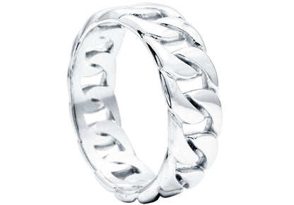 Mens 7mm Stainless Steel Cuban Link Band Ring