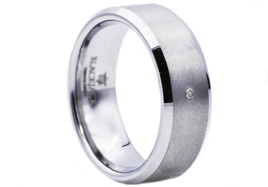 Mens Tungsten Band Ring With Diamond