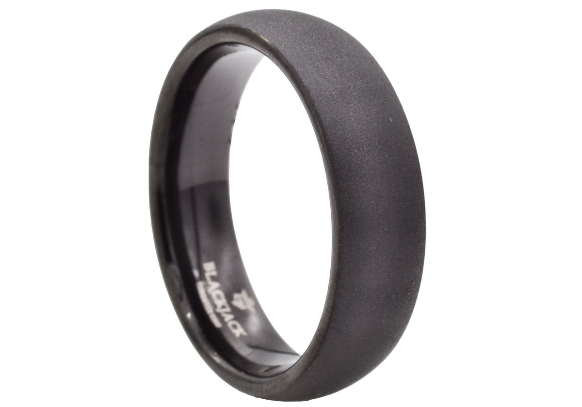Mens Gray Plated Tungsten Band Ring