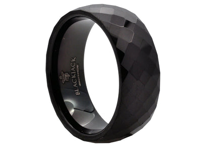 Mens Black Plated Tungsten Band Ring