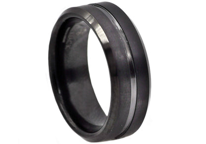 Mens Black Plated Tungsten Band Ring