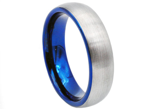 Mens Blue Plated Tungsten Band Ring