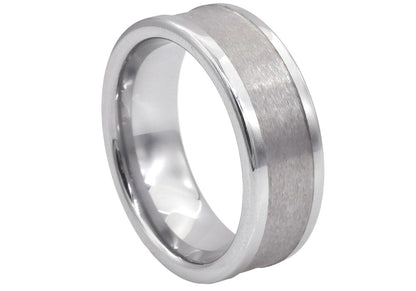 Mens 10mm Brushed And Polished Tungsten Band Ring