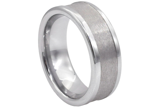 Mens 10mm Brushed And Polished Tungsten Band Ring