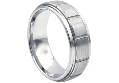 Mens Tungsten Band Ring With Square Design