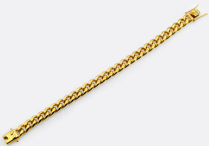 Mens 10mm Gold Stainless Steel Miami Cuban Link Chain Bracelet With Box Clasp