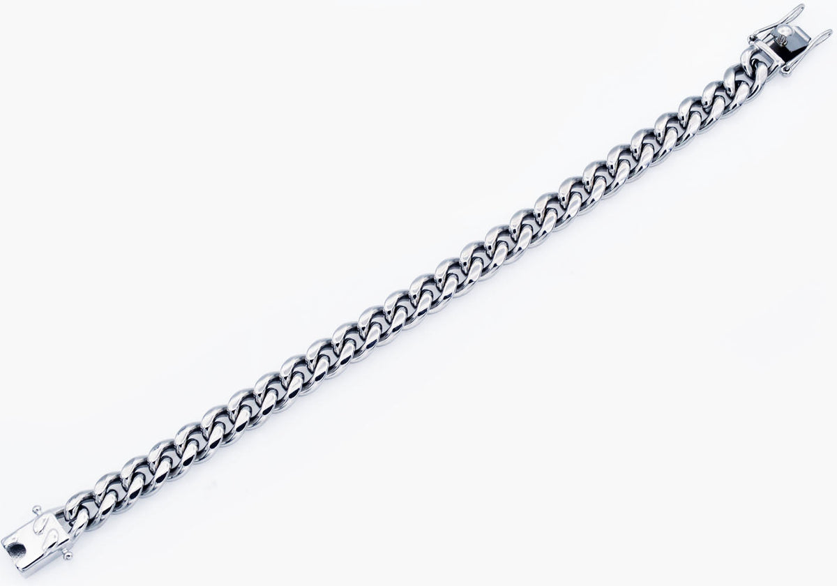Mens 10mm Stainless Steel Cuban Link Chain Bracelet With Box Clasp