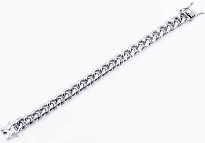 Mens 14mm Stainless Steel Cuban Link Chain Bracelet With Box Clasp