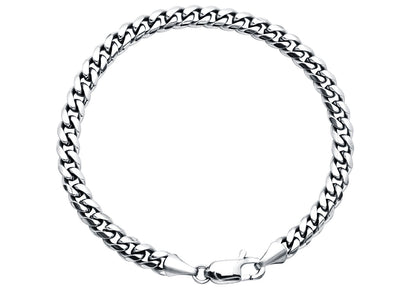 Mens 6mm Stainless Steel Cuban Link Chain Bracelet With Lobster Clasp